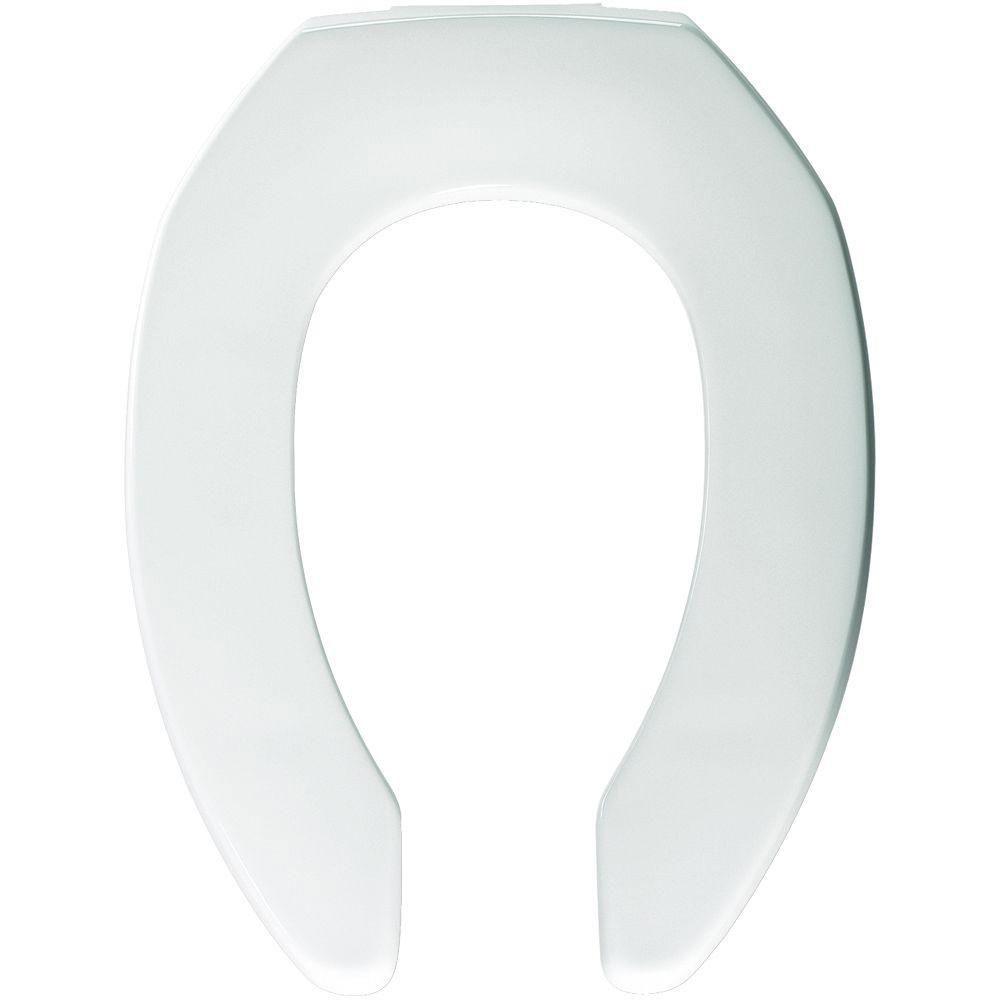 Bemis STA-TITE Elongated Open Front Toilet Seat in White 861769