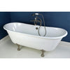 67" Cast Iron Slipper Clawfoot Tub and Satin Nickel Tub Hardware Package CTP04