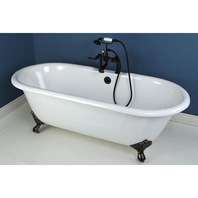 66" Clawfoot Bathtub with Oil Rubbed Bronze Tub Faucet & Hardware Package CTP15