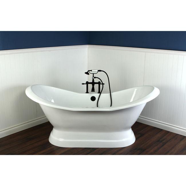 72" Pedestal Bathtub with Oil Rubbed Bronze Tub Faucet & Hardware Package CTP23