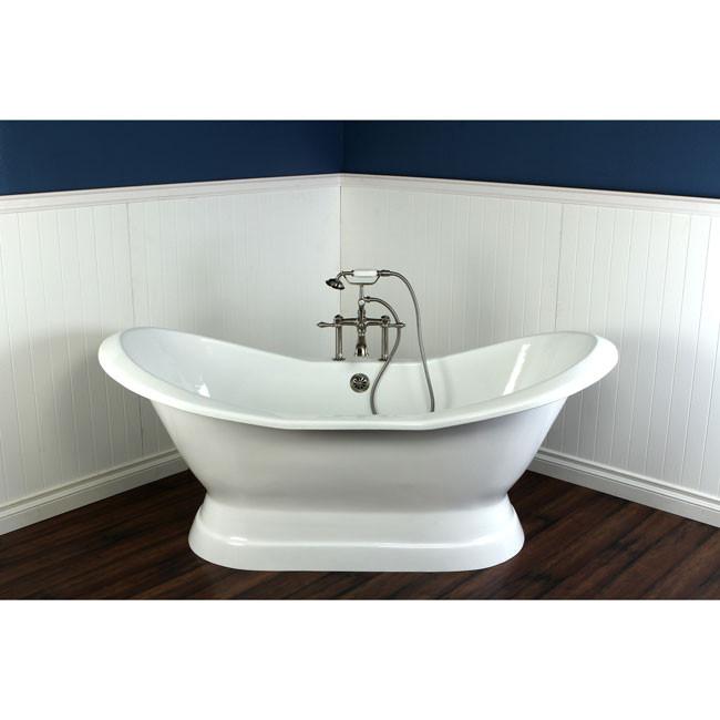 72" Freestanding Tub with Satin Nickel Tub Filler and Hardware Package CTP24