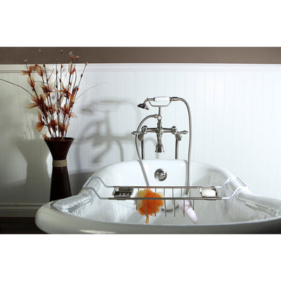 60" Clawfoot Tub w/ Floor Mount Satin Nickel Tub Filler & Hardware Package CTP33