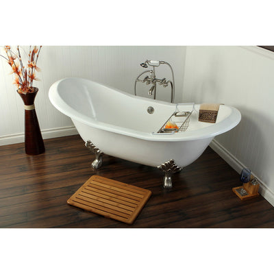 72" Clawfoot Tub w Freestanding Satin Nickel Tub Faucet & Hardware Package CTP36