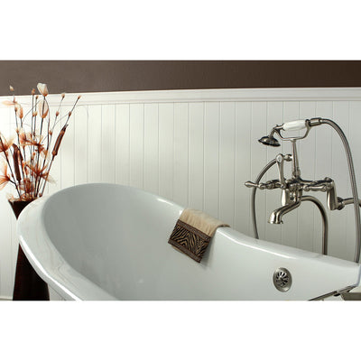 72" Clawfoot Tub w Freestanding Satin Nickel Tub Faucet & Hardware Package CTP36