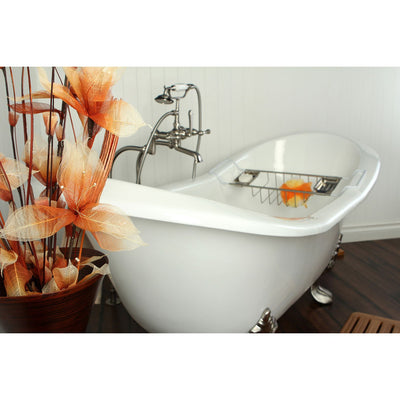 72" Clawfoot Tub w Freestanding Satin Nickel Tub Faucet & Hardware Package CTP36