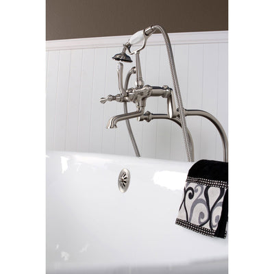 66" Clawfoot Tub w Freestanding Satin Nickel Tub Filler & Hardware Package CTP37