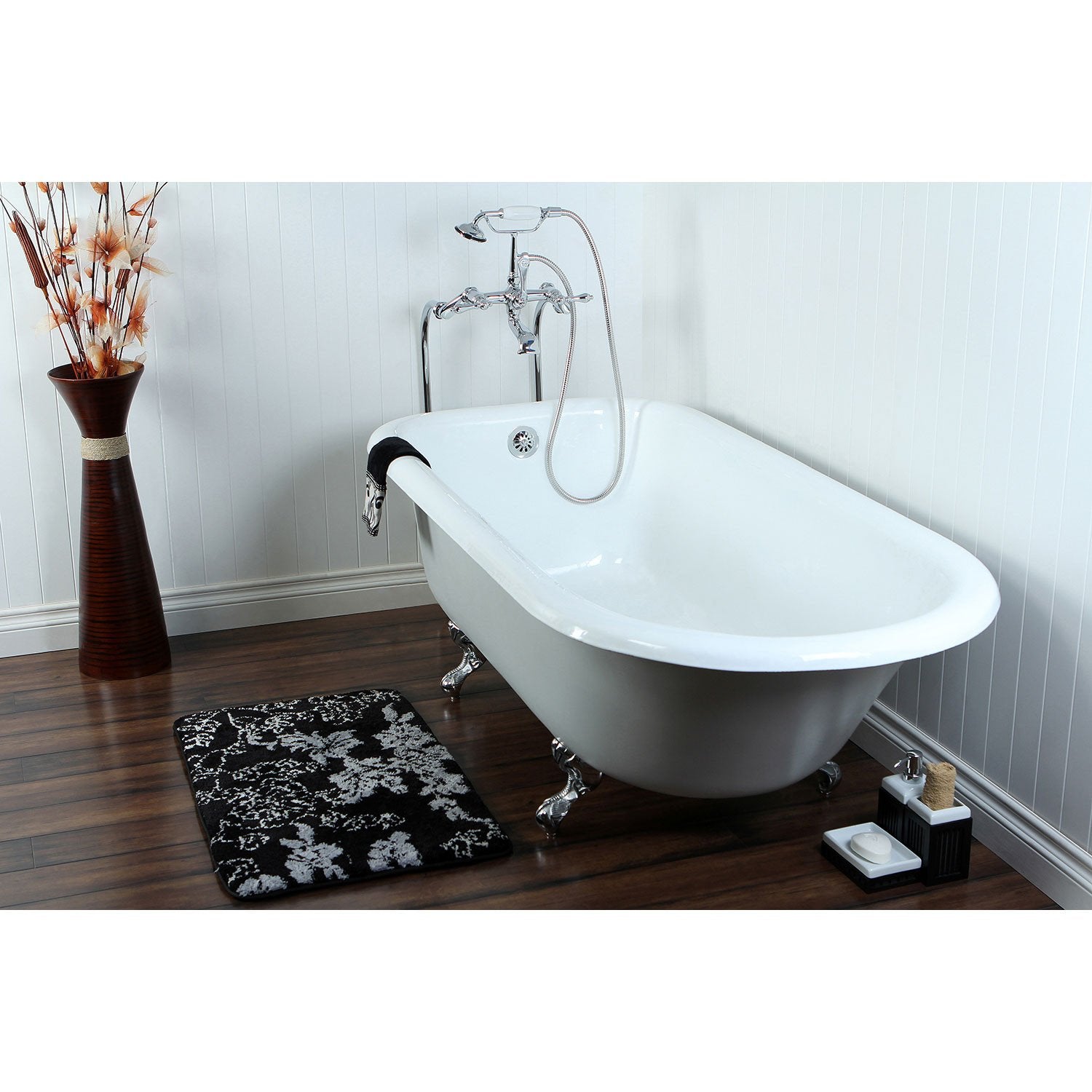 67" Clawfoot Tub with Freestanding Chrome Tub Filler & Hardware Package CTP38