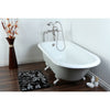 67" Clawfoot Tub w/ Floor Mount Satin Nickel Tub Faucet & Hardware Package CTP42