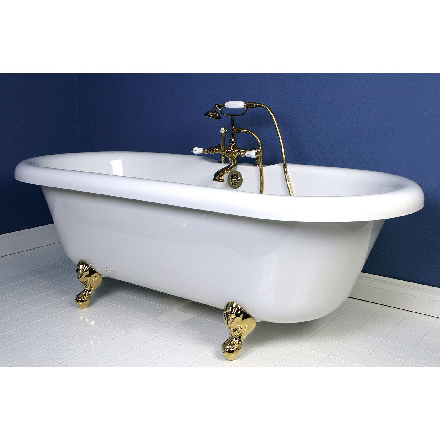 67" Acrylic Clawfoot Tub with Polished Brass Tub Faucet & Hardware Package CTP45