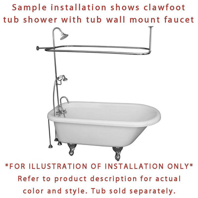 Satin Nickel Clawfoot Tub Faucet Shower Kit with Enclosure Curtain Rod 301T8CTS