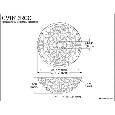 Nordica Crystal Glass Vessel Bathroom Sink without Overflow Hole CV1616RCC