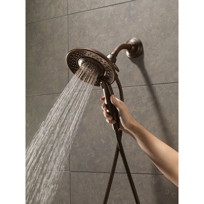 Delta Venetian Bronze Addison Shower Control with Valve, Shower Arm, Shower Flange, and In2ition 5-Setting Two-in-One Hand Shower Package D082CR