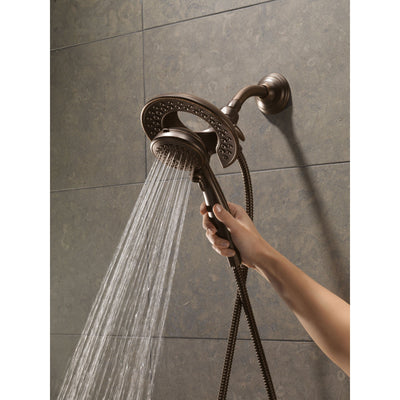 Delta Venetian Bronze Addison Shower Control with Valve, Shower Arm, Shower Flange, and In2ition 5-Setting Two-in-One Hand Shower Package D082CR