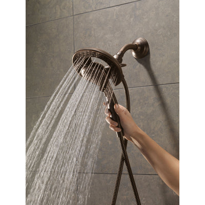 Delta Venetian Bronze Addison Shower Control with Valve, Shower Arm, Shower Flange, and In2ition 5-Setting Two-in-One Hand Shower Package D082CR