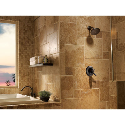 Delta Lahara Venetian Bronze TempAssure 17T Dual Handle Shower Only Faucet and Widespread Roman Tub Filler Package INCLUDES all Rough-in Valves D088CR