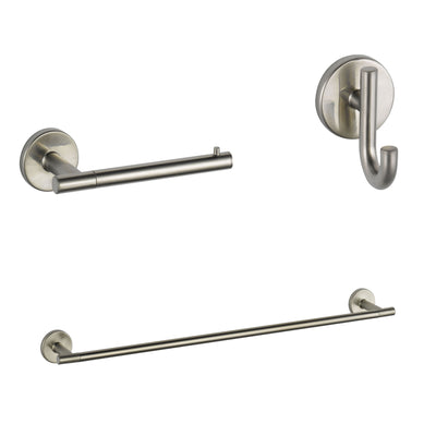 Delta Trinsic Stainless Steel Finish BASICS Bathroom Accessory Set Includes: 24" Towel Bar, Toilet Paper Holder, and Robe Hook D10004AP