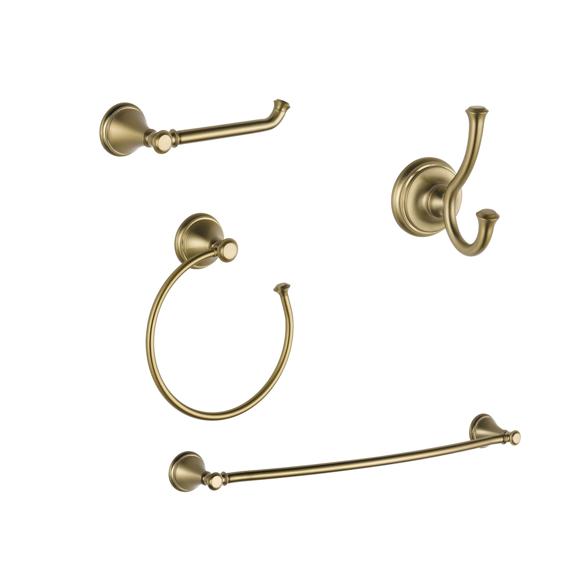 Delta Cassidy Champagne Bronze STANDARD Bathroom Accessory Set Includes: 24" Towel Bar, Toilet Paper Holder, Robe Hook, and Towel Ring D10026AP