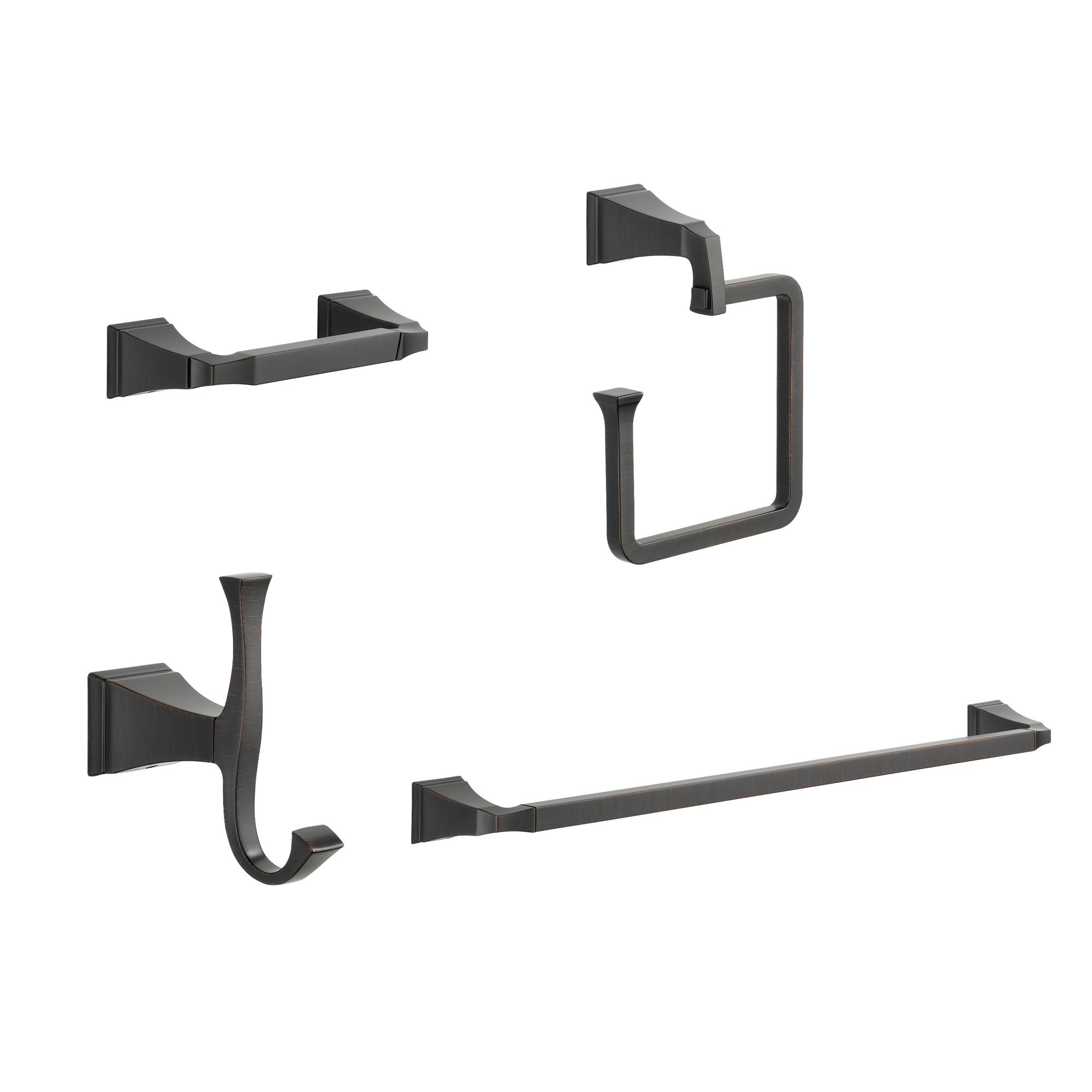 Delta Dryden Venetian Bronze STANDARD Bathroom Accessory Set Includes: 24" Towel Bar, Toilet Paper Holder, Robe Hook, and Towel Ring D10044AP