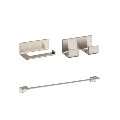 Delta Vero Stainless Steel Finish BASICS Bathroom Accessory Set Includes: 24" Towel Bar, Toilet Paper Holder, and Double Robe Hook D10057AP