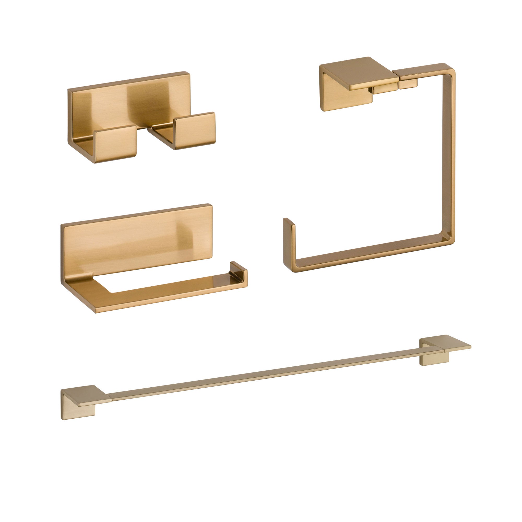 Delta Vero Champagne Bronze STANDARD Bathroom Accessory Set Includes: 24" Towel Bar, Toilet Paper Holder, Double Robe Hook, and Towel Ring D10061AP