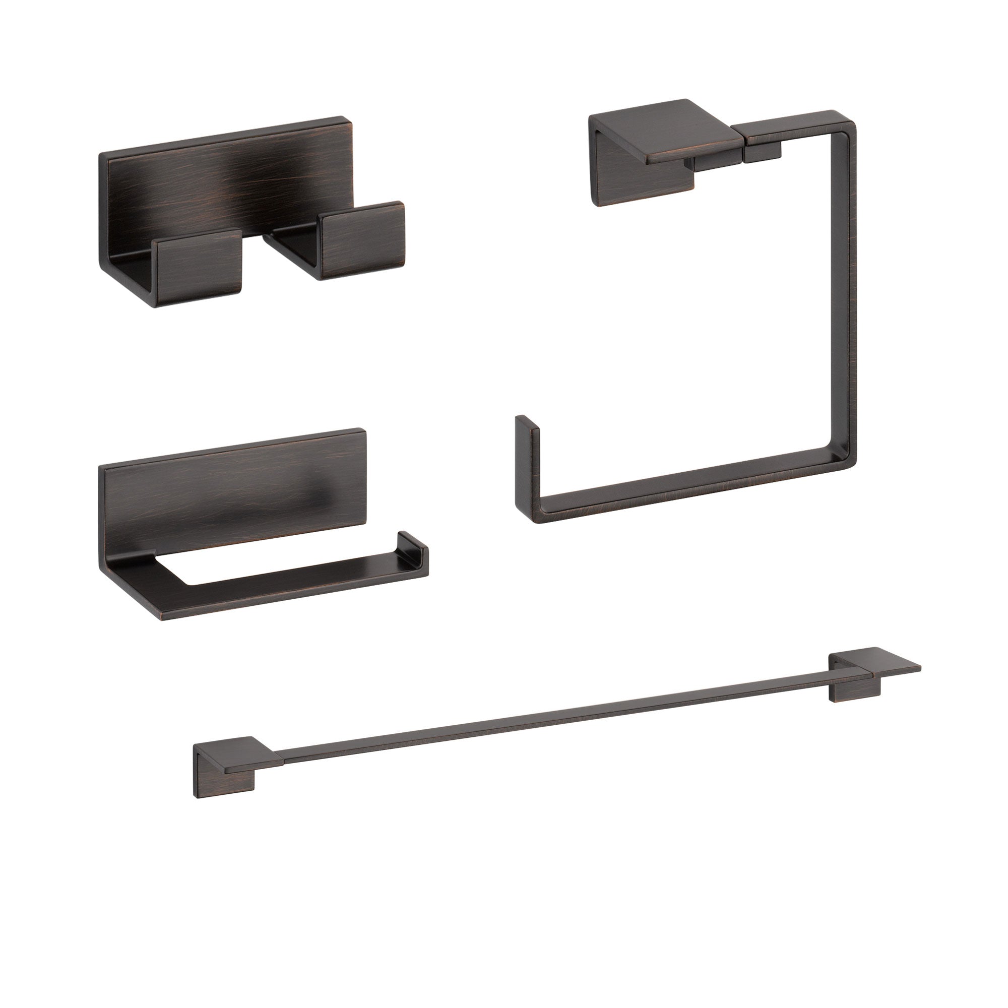 Delta Vero Venetian Bronze STANDARD Bathroom Accessory Set Includes: 24" Towel Bar, Toilet Paper Holder, Double Robe Hook, and Towel Ring D10064AP