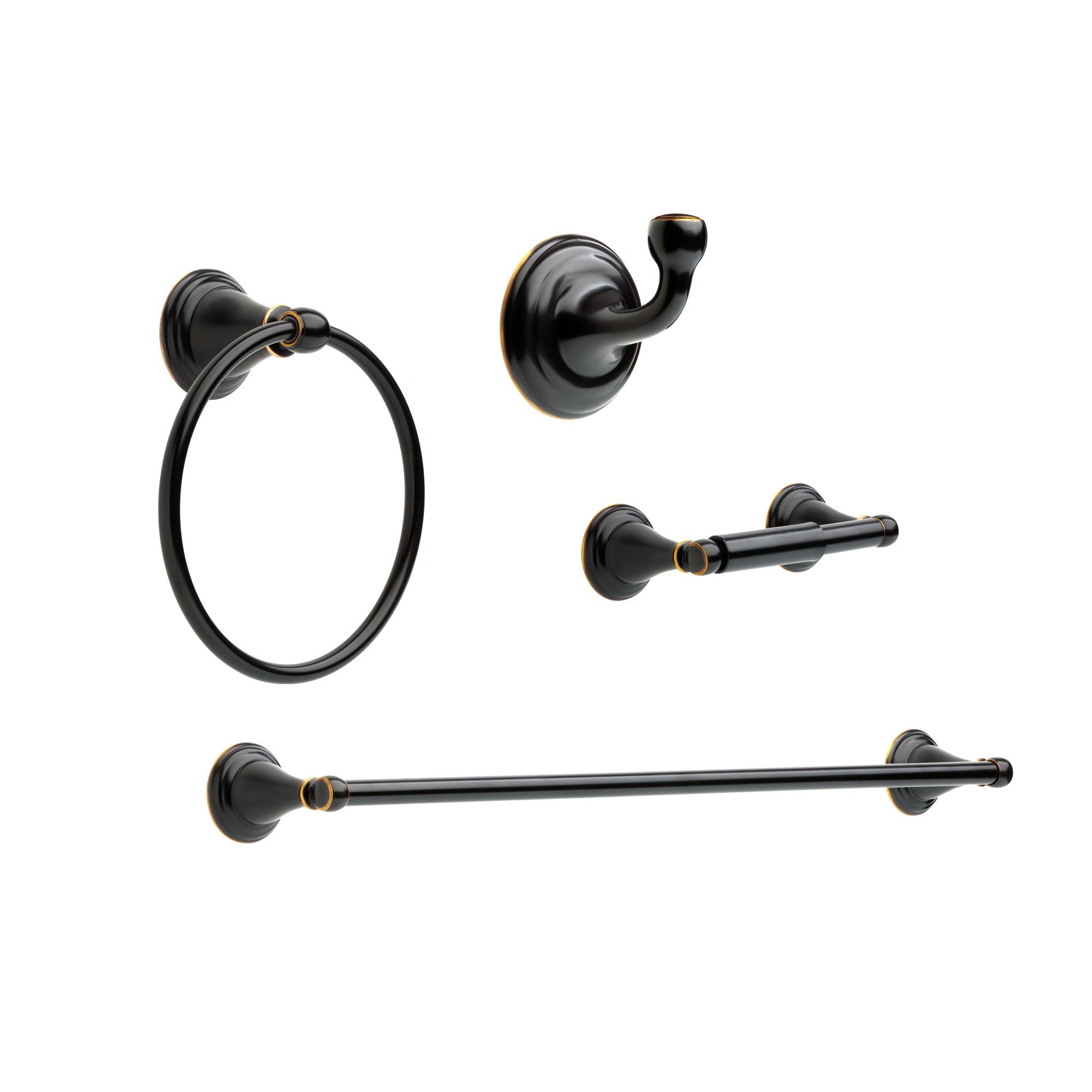 Delta Windemere Oil Rubbed Bronze DELUXE Accessory Set Includes: 24" Towel Bar, Paper Holder, Robe Hook, & Towel Ring D10070AP