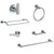 Delta Compel Chrome DELUXE Accessory Set Includes: 24" Towel Bar, Paper Holder, Robe Hook, Towel Ring, Tank Lever, and Double Towel Bar D10073AP