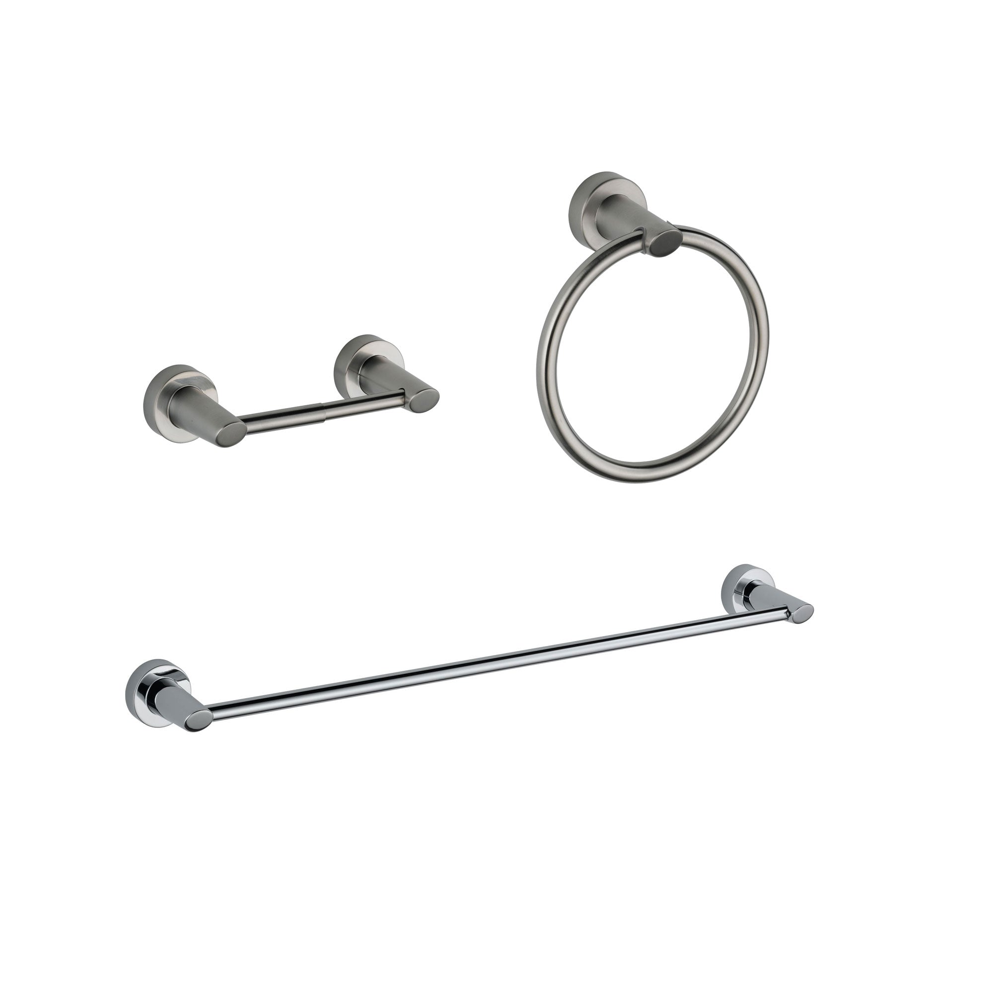 Delta Compel Stainless Steel Finish BASICS Bathroom Accessory Set Includes: 24" Towel Bar, Toilet Paper Holder, and Towel Ring D10074AP