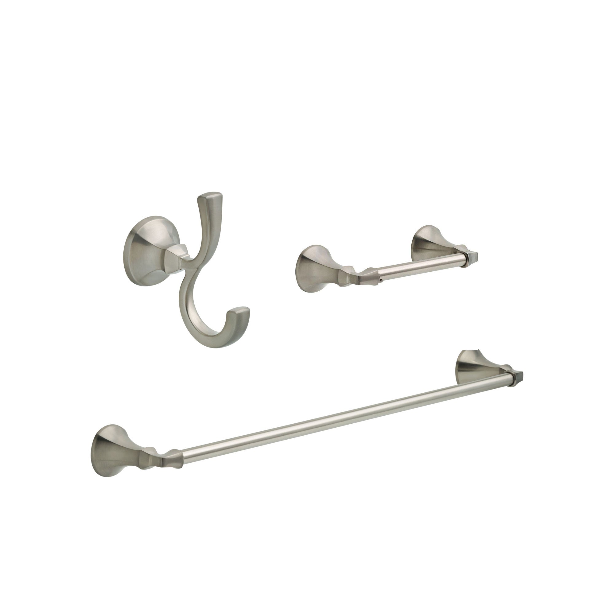 Delta Ashlyn Stainless Steel Finish BASICS Bathroom Accessory Set Includes: 24" Towel Bar, Toilet Paper Holder, and Robe Hook D10084AP