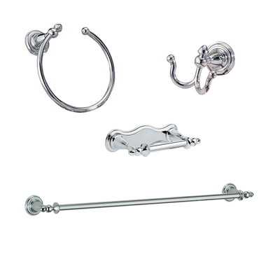 Delta Victorian Chrome STANDARD Bathroom Accessory Set Includes: 24" Towel Bar, Toilet Paper Holder, Robe Hook, and Towel Ring D10089AP