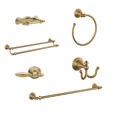 Delta Victorian Champagne Bronze DELUXE Accessory Set: 24" Single and Double Towel Bar, Paper Holder, Robe Hook, Towel Ring, Tank Lever D10093AP