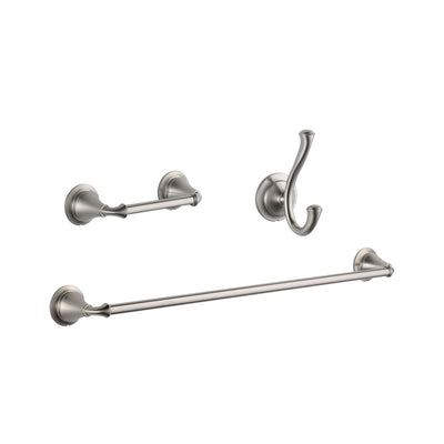 Delta Linden Stainless Steel Finish BASICS Bathroom Accessory Set Includes: 24" Towel Bar, Toilet Paper Holder, and Robe Hook D10104AP