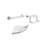 Delta Bath Safety Contemporary Chrome BASICS Bathroom Accessory Set: 18" Grab / Towel Bar, Corner Shower Shelf, TP Holder / Assist Grab Bar D10108AP