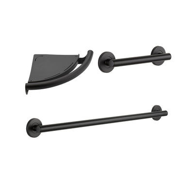 Delta Bath Safety Traditional Matte Black BASICS Bathroom Accessory Set Includes: 12" Grab Bar, Corner Shower Shelf, & 36" Grab Bar D10124AP