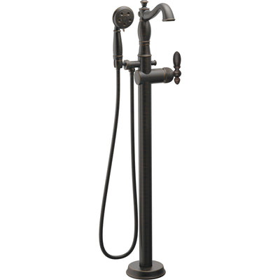 Delta Traditional Venetian Bronze Floor Mount Tub Filler Faucet with Hand Shower Spray INCLUDES Valve and Metal Lever Handle D1058V