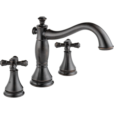 Delta Cassidy Venetian Bronze 3-Hole Roman Tub Filler Faucet INCLUDES Valve and Cross Handles D1083V