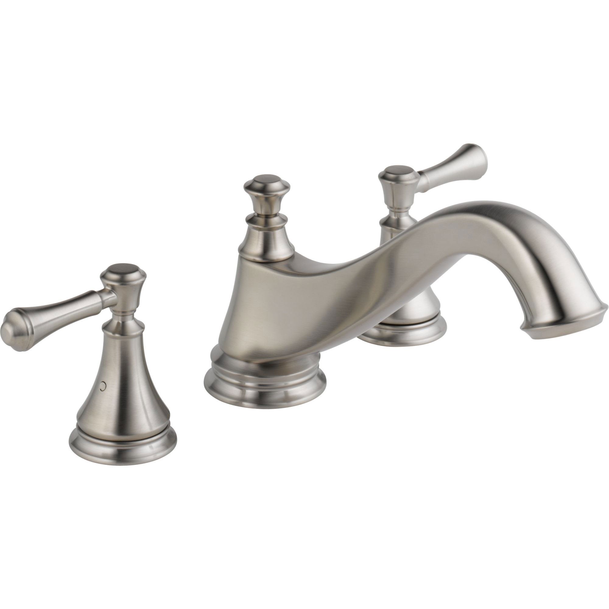 Delta Cassidy Stainless Steel Finish Low Arc Spout 3-Hole Roman Tub Filler Faucet INCLUDES Valve and Lever Handles D1086V