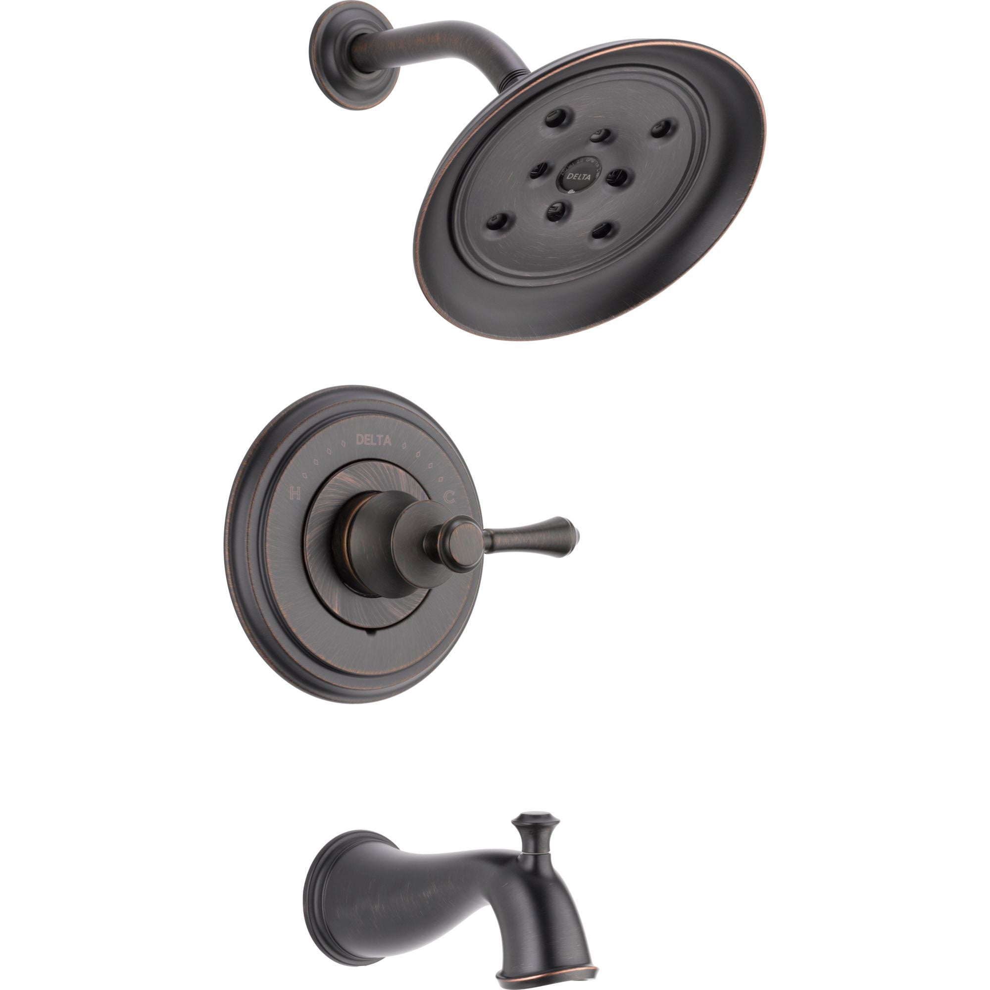 Delta Cassidy Venetian Bronze 14 Series Tub and Shower Combination Faucet INCLUDES Rough-in Valve and Single Lever Handle D1162V