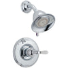 Delta Traditional Victorian Chrome Finish 14 Series Shower Only Faucet INCLUDES Rough-in Valve and White Lever Handle D1204V