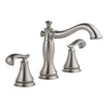 Delta Cassidy Stainless Steel Finish Wide Spread Lavatory Bathroom Sink Faucet INCLUDES Two French Curve Lever Handles and Matching Metal Pop-Up Drain D1305V