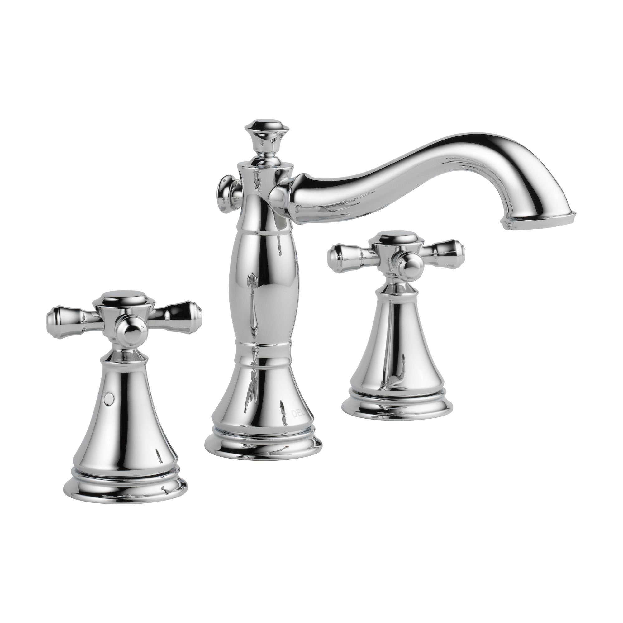 Delta Cassidy Chrome Finish Wide Spread Lavatory Bathroom Sink Faucet INCLUDES Two Cross Handles and Matching Metal Pop-Up Drain D1308V