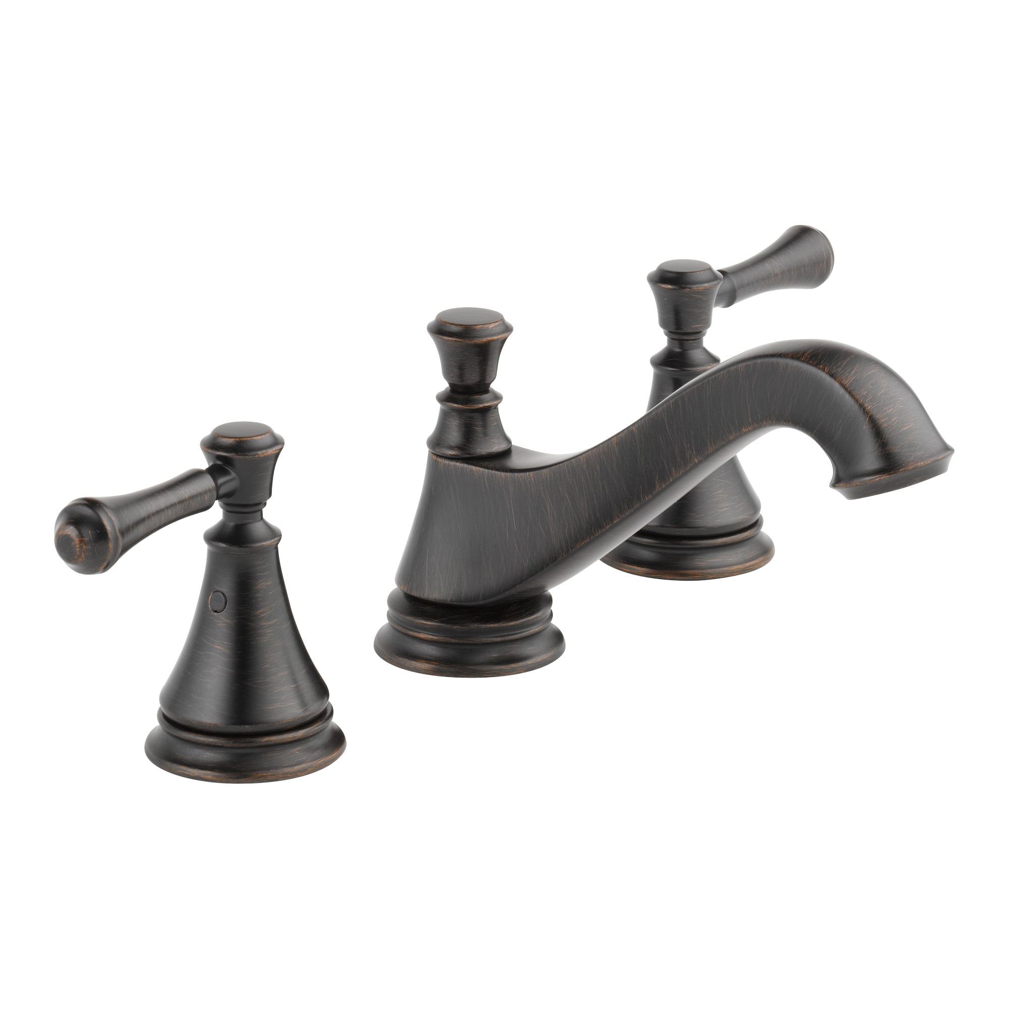 Delta Cassidy Venetian Bronze Finish Widespread Lavatory Low Arc Spout Bathroom Sink Faucet INCLUDES Two Lever Handles and Matching Metal Pop-Up Drain D1313V