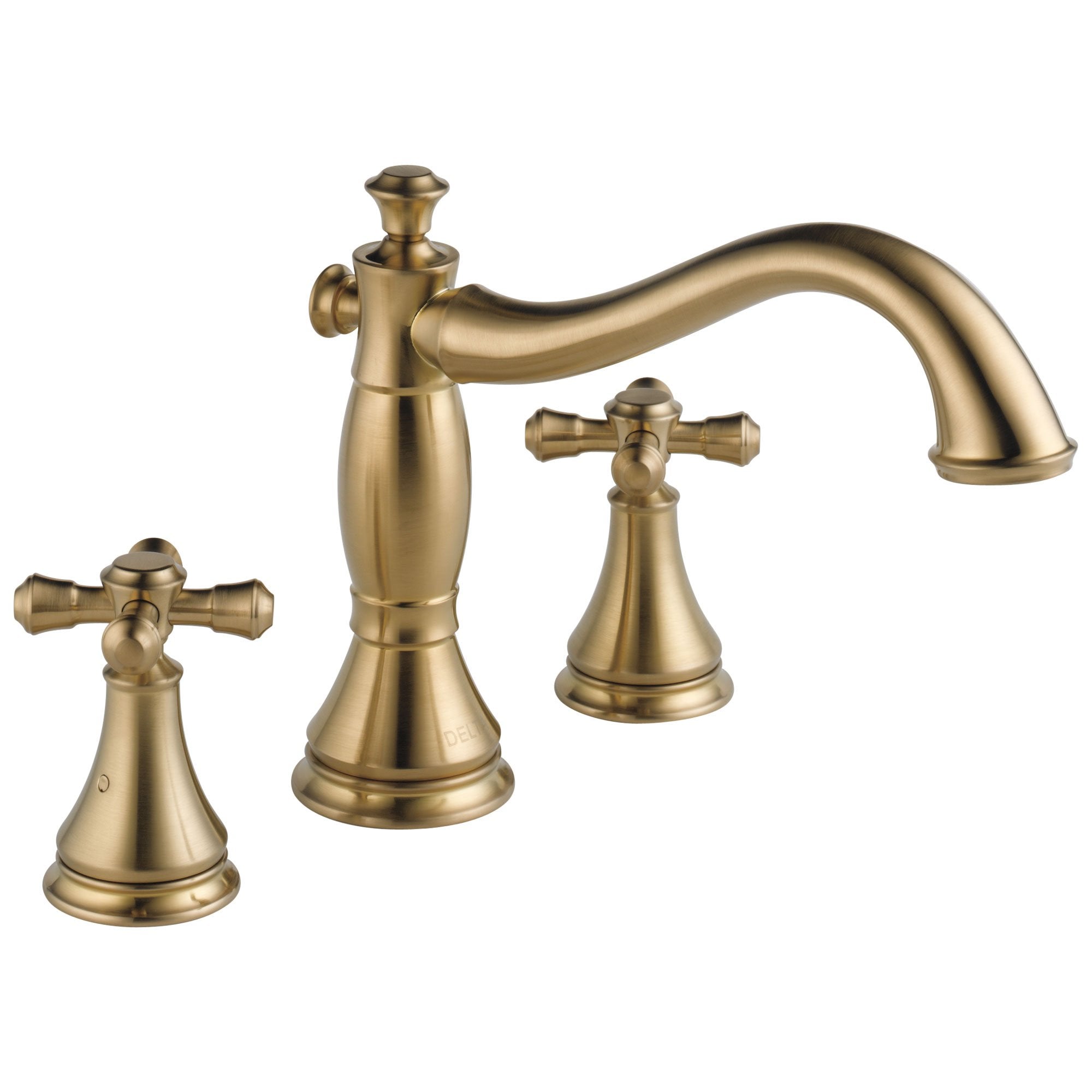 Delta Cassidy Collection Champagne Bronze Finish Roman Tub Filler Faucet COMPLETE ITEM Includes (2) Cross Handles and Rough-in Valve D1439V