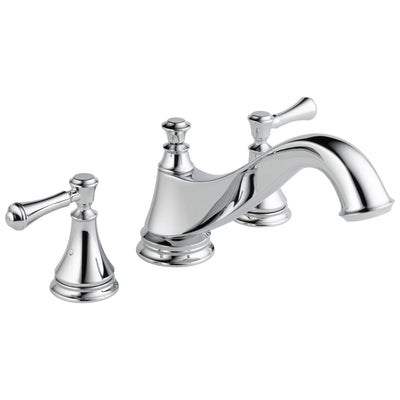 Delta Cassidy Collection Chrome Finish Traditional Spout Roman Tub Filler Faucet COMPLETE ITEM Includes (2) Lever Handles and Rough-in Valve D1452V