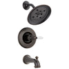 Delta Victorian Collection Venetian Bronze Monitor 14 Tub & Shower Combo Faucet INCLUDES Single White Lever Handle and Rough-Valve with Stops D1508V