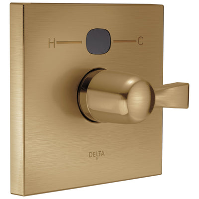 Delta Champagne Bronze Dryden Angular Modern 14 Series Digital Display Temp2O Square Shower Valve Control INCLUDES Single Handle and Valve without Stops D1637V