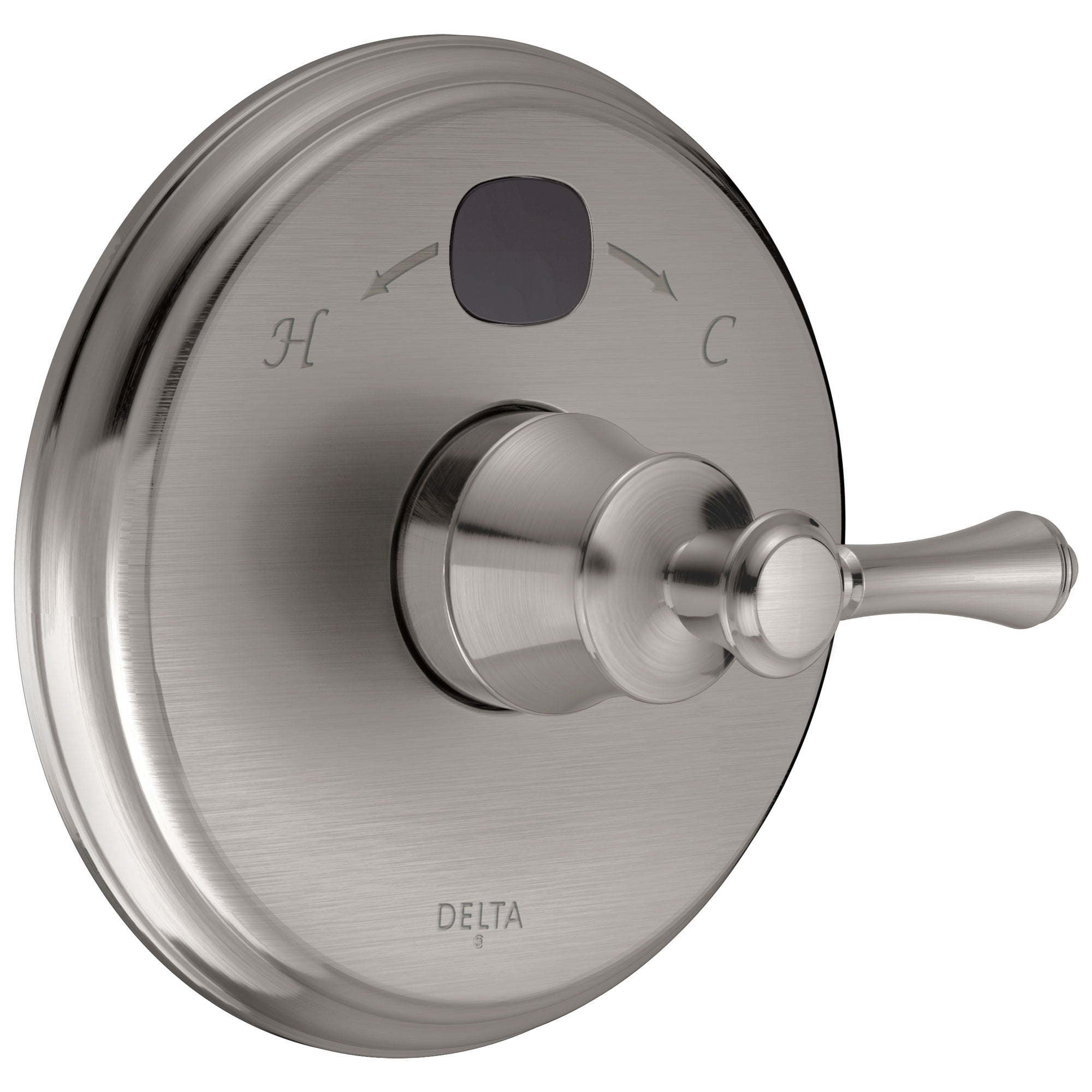 Delta Stainless Steel Finish Cassidy 14 Series Digital Display Temp2O Shower Valve Control COMPLETE with Single Lever Handle and Valve without Stops D1657V