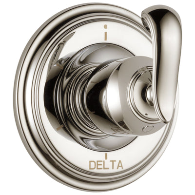 Delta Cassidy Collection Polished Nickel Finish 6-Setting 3-Port Shower Diverter INCLUDES Single French Curve Lever Handle and Rough-in Valve D1691V