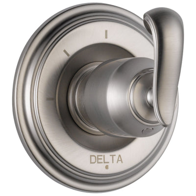 Delta Cassidy Collection Stainless Steel Finish 3-Setting 2-Port Shower Diverter INCLUDES Single French Curve Lever Handle and Rough-in Valve D1695V