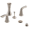 Delta Stainless Steel Finish Lahara Collection 4 Hole 6" or 8" Installation Bathroom Bidet Faucet with Metal Pop-up Includes Two Lever Handles D1726V